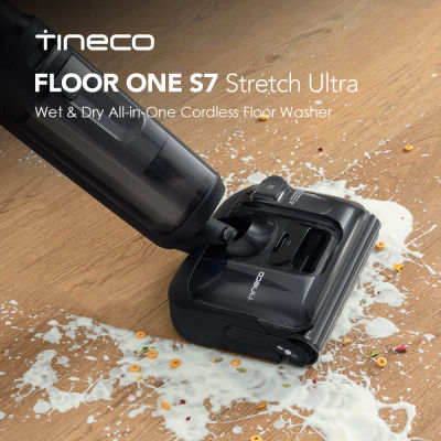 Tineco Floor ONE S7 Stretch Ultra Wet Dry 180 ° Aspirador Lay Flat Wet 85 ° C 5 Min Flashdry Auto-Clean 50 Min Tiempo de ejecución Bloque dual Anti enaranjado limpia ambos bordes, limpia debajo de