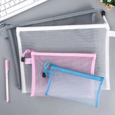 Bolsa transparente de malla con cremallera A4/A5/A6, bolsa transparente para documentos, carpetas de archivos, papelería, estuche para lápices, bolsas de almacenamiento, bolsa de maquillaje