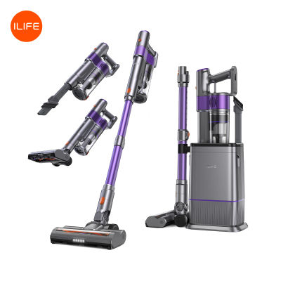 ILIFE H90 Pro, Nueva Aspiradora de Mano con Estación de Carga y Recolección de Polvo 2 en 1, Succión Potente y Bajo Ruido, Ideal para Pelo de Mascotas, Succión Potente de 35kpa, Filtración HEPA de 6