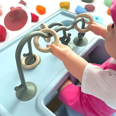 Juguetes de escritorio de silicona para niños, envoltura de cuentas, juego de rompecabezas de Aprendizaje Temprano para bebés, trona, juguetes de adsorción de escritorio