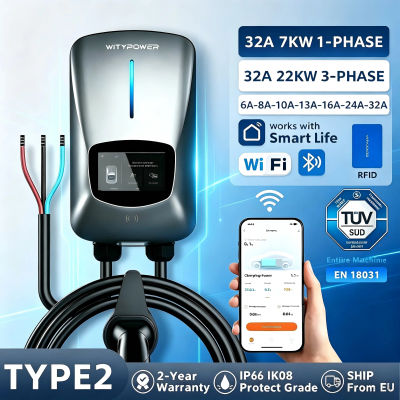 Cargador de Pared para Vehículos Eléctricos Witypower de 7KW con Inducción por Tarjeta RFID, Estación de Carga para Vehículos Eléctricos de 22KW, Terminal de Carga para Vehículos
