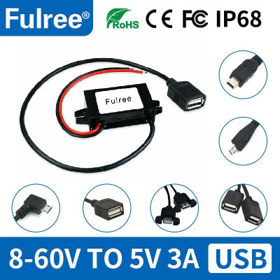 Tipo C USBC Mini Micro USB 12V 24V 36V 48V convertir a 5V 3A cargador de teléfono de coche DC convertidor reductor Buck de 12 voltios a 5 voltios