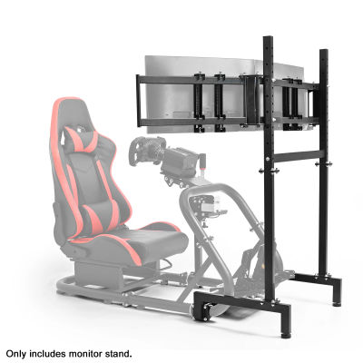 Soporte Triple para Monitores Minneer Sim Racing, Ajustable para Pantallas de 27-32 Pulgadas, Altura y Anchura Ajustables, Compatible con Cabina de Simulación de Carreras de Tubo Redondo
