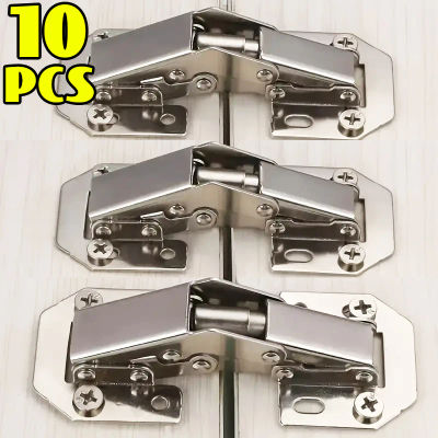 Bisagras de acero inoxidable, 90 grados, sin agujero de perforación, armario de cocina plateado, accesorios de Hardware para muebles