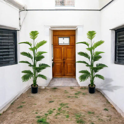 Planta de palma artificial grande de 15 hojas: opción perfecta para decoración del hogar y la oficina, uso interior y exterior, no incluye el lavabo
