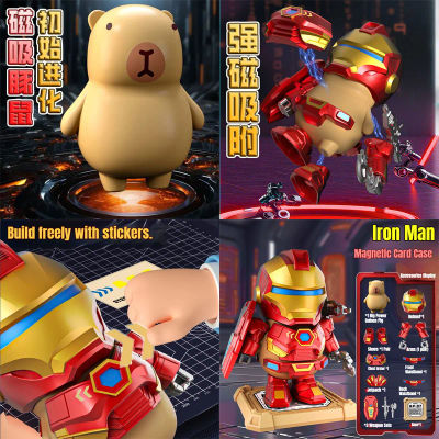 Robot Magnético Capibara Iron Man, Modelo de Robot Transformable y Ensamblable, Figura Decorativa de Escritorio con Piezas de Armadura Magnéticas