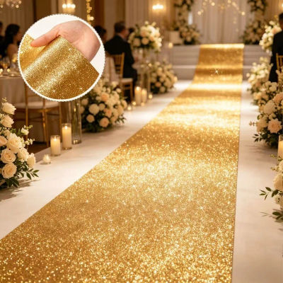 Alfombra dorada para bodas, alfombra roja para pasillo nupcial, alfombra para pasillo de ceremonia, material brillante, alfombra para pasarela de fiestas.