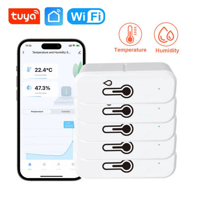 Sensor de temperatura y humedad Tuya WiFi, Monitor de termómetro interior, Control por aplicación Smart Life, funciona con Alexa y Google Home, 2-8 Uds.