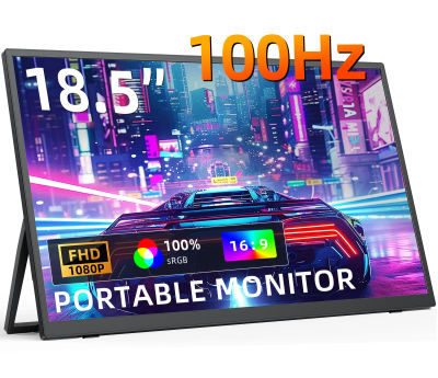 Monitor Portátil Amoudo de 18.5 Pulgadas, 1920x1080P, Pantalla Móvil con Soporte Independiente, Ultrafino, Panel LCD IPS, Monitor para Juegos