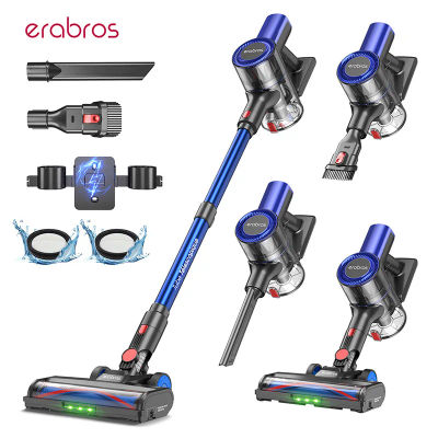 Aspiradora inalámbrica Erabros EV2, 450W 55Kpa de alta succión, pantalla LED, aspiradora de mano tipo palo para pisos, alfombras y pelo de mascotas