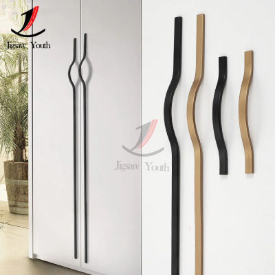 Manija de aleación de aluminio cepillado dorado para puerta de armario, manija de cajón de armario, herrajes para muebles, 160mm-384mm