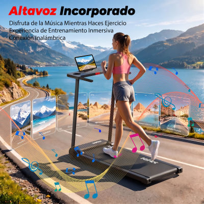 Caminadora plegable KeHot doméstica, motor máximo 2.0HP, velocidad 1–12 km/h para caminar y correr. Cuenta con app FITSHOW, altavoz Bluetooth, pantalla LED y 12 programas predefinidos