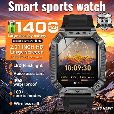 Reloj Inteligente LIGE para Hombre con Batería Integrada de 1400mAh, Linterna, Resistente al Agua IP68, Llamadas Bluetooth, Pantalla de 2.01'', Nuevo Modelo 2026