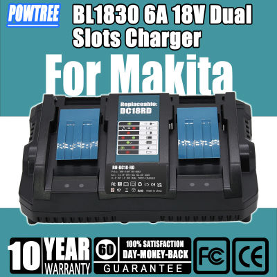 Cargador Dual DC18RD de 18V para Makita BL1830 BL1415 BL1430 BL1840 BL1850 BL1860 14,4 V-18V reemplazo de batería de iones de litio cargador 6A