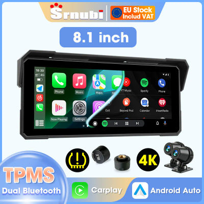 8,1 pulgadas pantalla grande portátil GPS navegación motocicleta DVR inalámbrico CarPlay Android Auto con Bluetooth Dual IPX7 impermeable