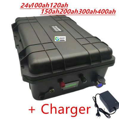 Batería de litio resistente al agua Lifepo4 24V 80Ah 100Ah 120Ah 150Ah 200Ah con Bms para hélice de Motor de pesca + cargador 10A