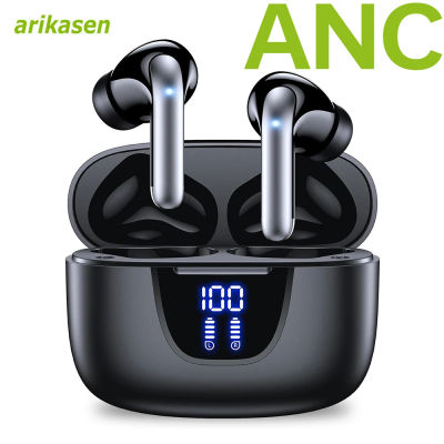 Auriculares Bluetooth ANC con cancelación activa de ruido, auriculares inalámbricos Bluetooth 5,3 TWS con pantalla LED para Android ios