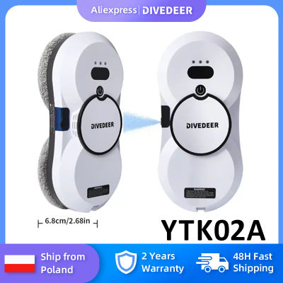 DIVEDEER-Robot de limpieza de ventanas blanco/negro, limpiador de ventanas eléctrico de alta succión, aspirador de vidrio de doble cara, pulverizador de agua