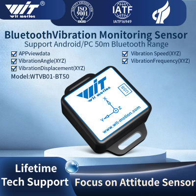 Sensor de Vibración Multiconectado WitMotion WTVB01-BT50 Bluetooth 50m, 3 Ejes: Desplazamiento + Velocidad + Amplitud + Ángulo