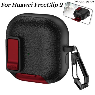 Funda con soporte para teléfono para Huawei FreeClip 2, funda protectora anticaída para auriculares Bluetooth Huawei Free Clip 2