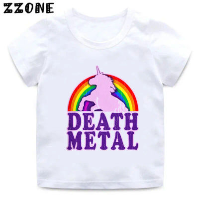 Camisetas con estampado de unicornio arcoíris para niños, ropa para niñas, camiseta de manga corta para bebés, camisetas informales de verano para niños