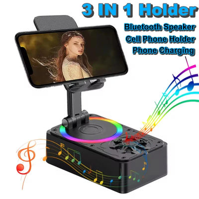 Soporte Multifuncional para Teléfono Celular Kebidumei con Altavoz Bluetooth, Carga de Teléfono, Soporte Ajustable para Escritorio
