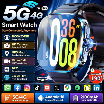 Reloj Inteligente con Teléfono Mini 5G/4G, Pantalla AMOLED de 2.4 Pulgadas y 720*720, Videollamadas HD, 16GB+256GB de RAM, 2100 mAh, Google Play, WIFI, GPS, Smartwatch + Caja