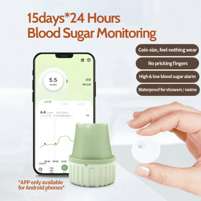 aidexx Glucómetro Digital de 15 Días, Sensor Continuo de Glucosa (CGMS) para Diabetes, Prueba de Azúcar en Tiempo Real GX-01S, Monitor de Azúcar Freestyle