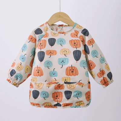 Vestidor inverso de manga larga para niños daneses, ropa para comer para bebés, babero súper suave, impermeable, bolsa para comer para bebés, alimentación antisuciedad