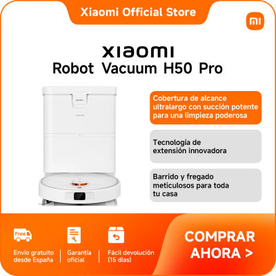 Official | Xiaomi Robot Vacuum H50 Pro, Cobertura de alcance ultralargo con succión potente para una limpieza poderosa, Tecnología de extensión innovadora, Barrido y fregado meticulosos para toda tu
