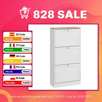 HOMCOM Mueble Zapatero de Recibidor con 3 Cajones Abatibles 60x23,5x115cm Blanco