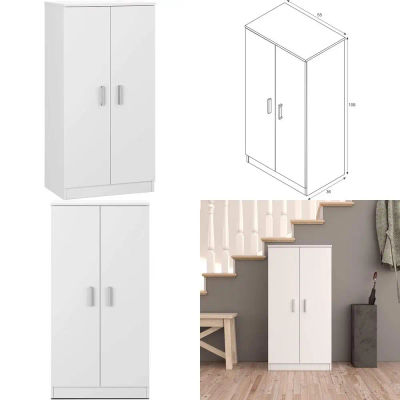 Mobelcenter, Mueble Zapatero Basic 2 Puertas, Armario Zapatero 2 Puertas Color Blanco Suave, Capacidad para 20-24 Pares de Zapato
