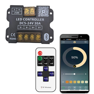 Controlador de tira LED con conexión Bluetooth para teléfono móvil, atenuador con control remoto táctil RF para luz LED, 30A, 360W, DC12-24V