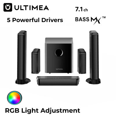 ULTIMEA Apollo S70 Ultra Barra de Sonido Virtual 7.1ch para Smart TV con 2 Altavoces Envolventes, RGB, Subwoofer de 6.5", Potencia Pico 410W, Sistema de Cine en Casa, App, HDMI/ÓPTICO/AUX/BT