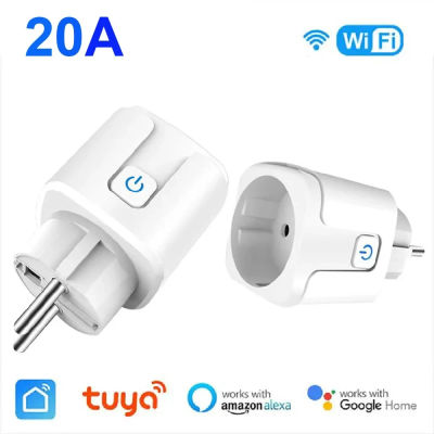 Tuya WiFi enchufe inteligente UE 20A enchufe inteligente sin Monitor de potencia sincronización Control de voz funciona con Alexa Google Home Alice