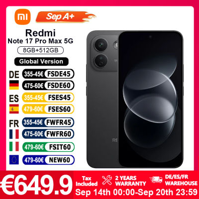 Versión Global Redmi Note 17 Pro Max 5G, Teléfono Inteligente de 6.83 Pulgadas, Batería de 9210 mAh, Carga Rápida de 100 W, IP66, IP68, Potente Snapdragon ® 6ª Generación 5