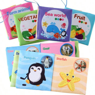Juego de libros de tela lavables para bebés, juguetes sensoriales arrugados sin BPA con anillos de dentición y páginas multitexturadas para bebés de 0 a 12 meses