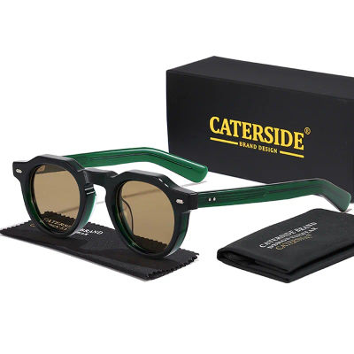 CATERSIDE, gafas de sol redondas simples de acetato para hombre, montura pequeña, gafas de sol con montura de alta calidad, gafas de sol para mujer para fiesta, viajes al aire libre