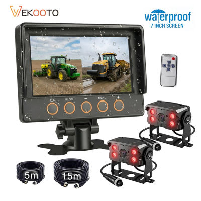 Monitor DVR para Tractor de 7 Pulgadas, 2 Canales, AHD 1080P, Impermeable, a Prueba de Polvo, Visión Nocturna IR, Cámara de Visión Trasera para Camión, Remolque, Agrícola