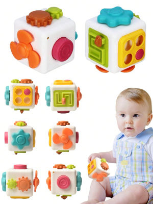 Juguetes educativos Montessori 6 en 1, tablero sensorial para bebés, cubo de práctica de habilidades, juguetes educativos para niños y niñas, regalo.