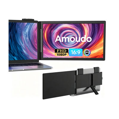 Monitor portátil Amoudo de 14 pulgadas, 1920 x 1080p, 60 Hz, pantalla IPS Full HD, extensión de monitor para portátiles, pantalla dual para portátiles, compatible con Windows, Mac y dispositivos