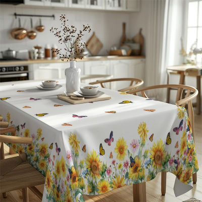 Camino de mesa de plantas y girasoles, decoración de boda, tela de comedor lavable, corredores de mesa de café, paño largo de comedor