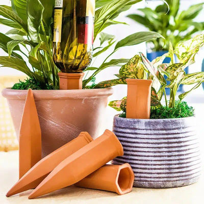 2 paquetes de estacas de autorriego para plantas, dispositivos de riego automático de terracota, sistema de riego automático para interiores/exteriores