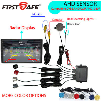 FirstSafe Factory CVBS AHD Video Parking 4 sensores Car Reverse Backup zumbador trasero sistema de Monitor de Radar compatible con sistema Android