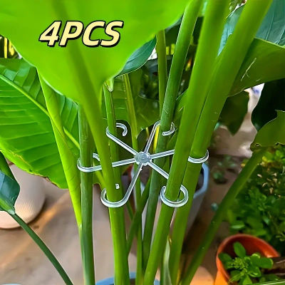 Juego de 4 piezas de Clips de soporte para tallo de planta, fijador de soporte de bambú con parte trasera de tortuga para planta hortícola, fijación de ramas de árbol hidropónico