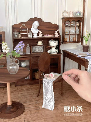 Muebles de casa de muñecas Blythe, armario de nogal negro, silla de Miniaturie, accesorios de decoración de casa de muñecas en miniatura Diy, 1/6
