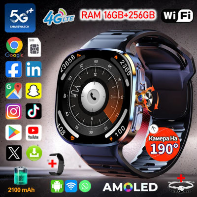 Reloj inteligente de red completa 5G AMOLED pantalla de 2,4 pulgadas 900W videollamada 16GB + 256GB memoria grande 2100mAh Google Play WIFI GPS Smartwatch