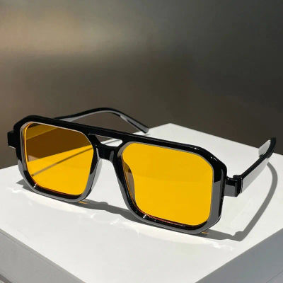 Gafas de Sol Cuadradas Retro para Hombre y Mujer, Lentes de Sol Poligonales Vintage, Gafas de Sol de Doble Viga