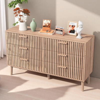 Comanlai Aparador de Madera con 6 Cajones, Mueble de Cocina con Patas de Madera, Mueble de Almacenamiento para el Hogar