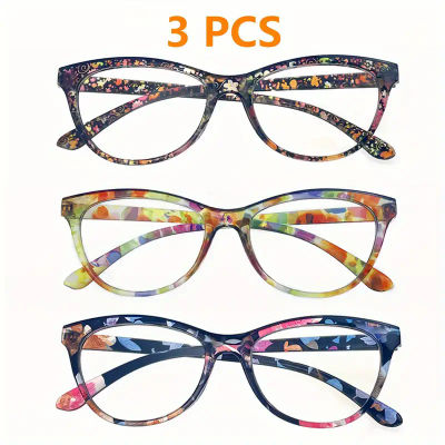 3 uds nuevas gafas de lectura tipo ojo de gato decoración de verano gafas antiluz azul paquete de moda gafas de flores